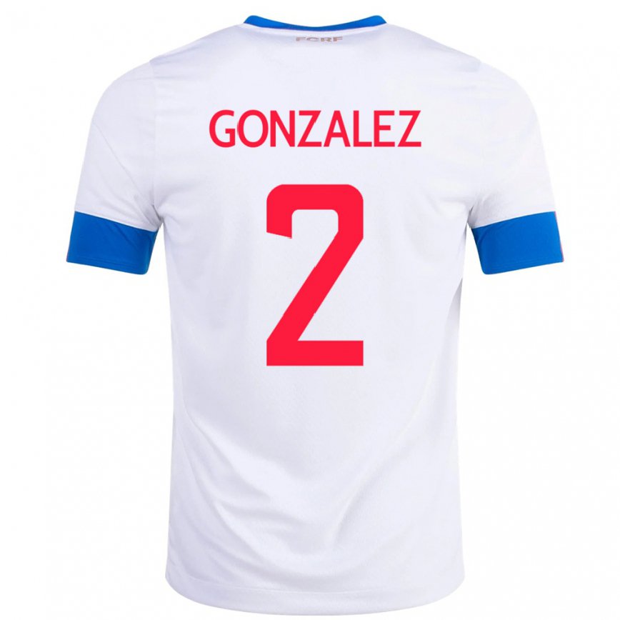 Kinder Costa-ricanische Julian Gonzalez #2 Weiß Auswärtstrikot Trikot 22-24 Luxemburg