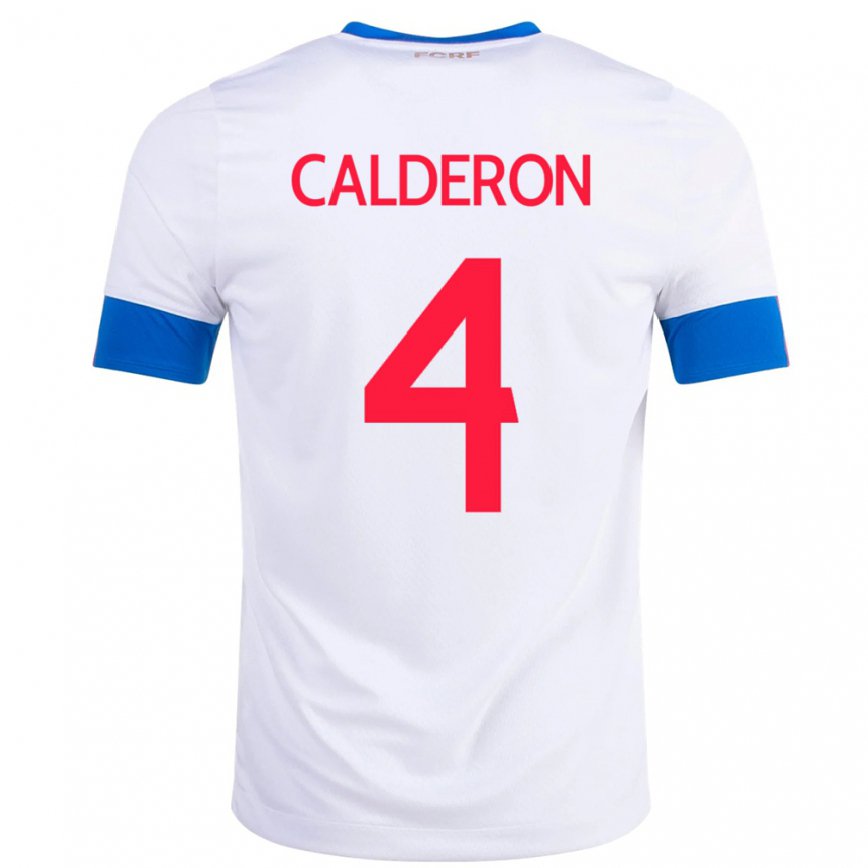 Kinder Costa-ricanische Brandon Calderon #4 Weiß Auswärtstrikot Trikot 22-24 Luxemburg