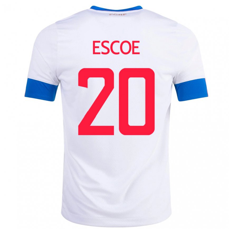 Kinder Costa-ricanische Enyel Escoe #20 Weiß Auswärtstrikot Trikot 22-24 Luxemburg