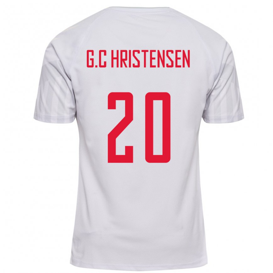 Kinder Dänische Gustav Christensen #20 Weiß Auswärtstrikot Trikot 22-24 Luxemburg