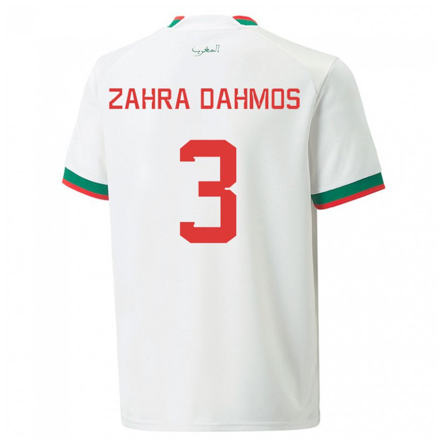 Kinder Marokkanische Fatima Zahra Dahmos #3 Weiß Auswärtstrikot Trikot 22-24 Luxemburg