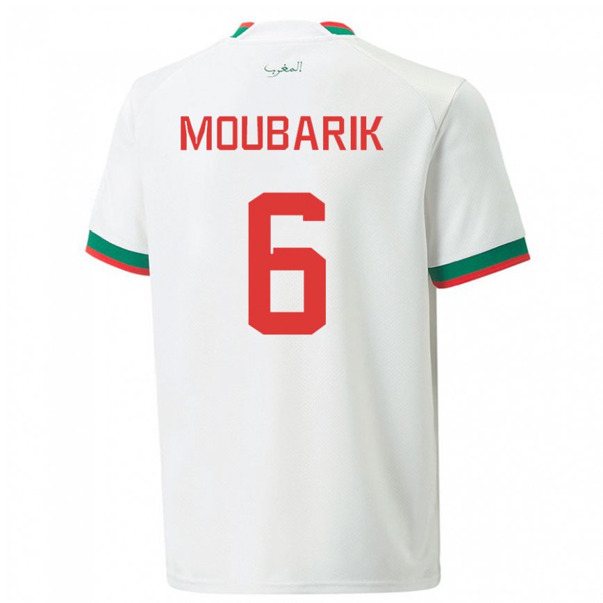 Kinder Marokkanische El Mehdi Moubarik #6 Weiß Auswärtstrikot Trikot 22-24 Luxemburg