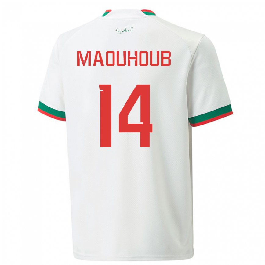 Kinder Marokkanische El Mehdi Maouhoub #14 Weiß Auswärtstrikot Trikot 22-24 Luxemburg