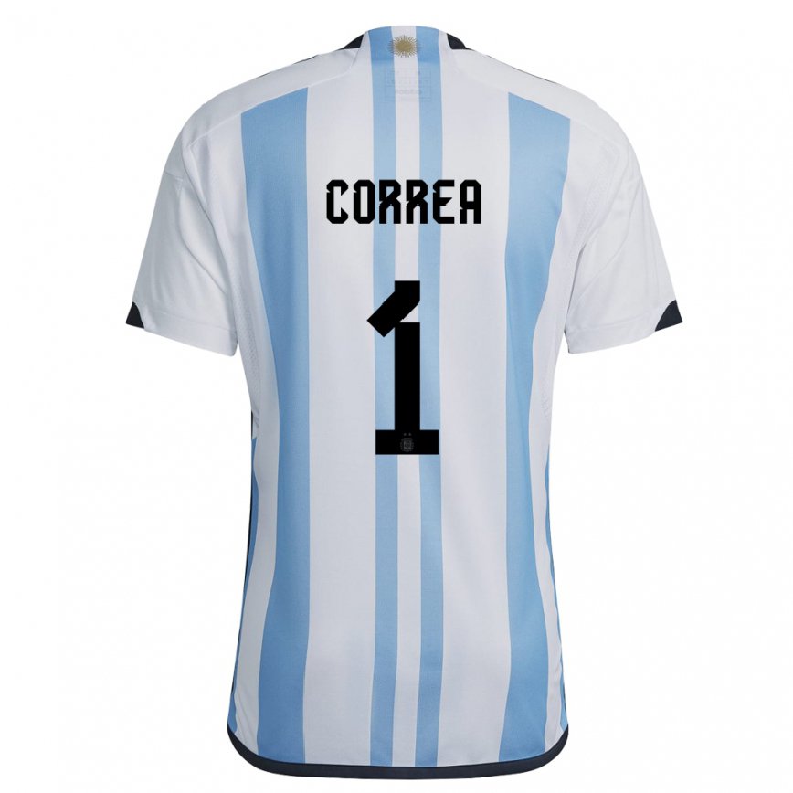 Herren Argentinische Vanina Correa #1 Weiß Himmelblau Heimtrikot Trikot 22-24 Luxemburg