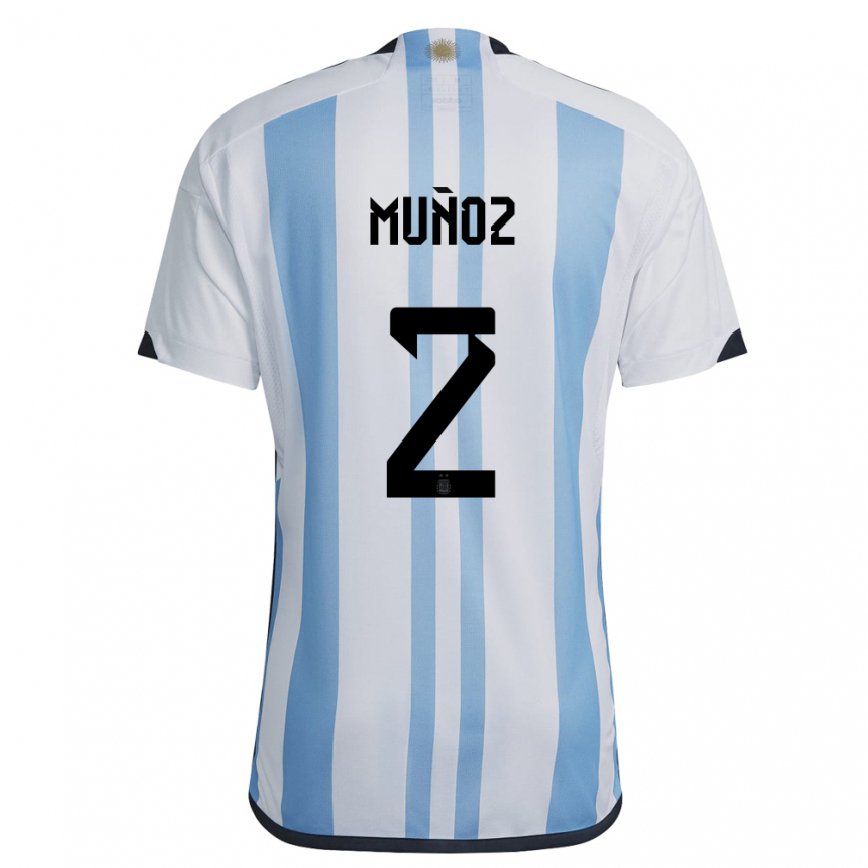 Herren Argentinische Luana Munoz #2 Weiß Himmelblau Heimtrikot Trikot 22-24 Luxemburg