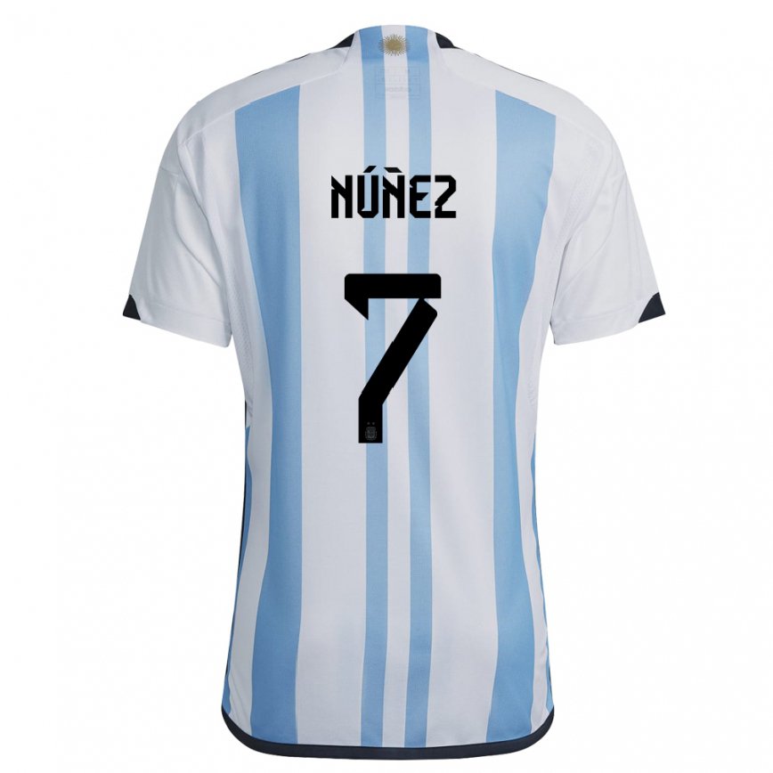 Herren Argentinische Romina Nunez #7 Weiß Himmelblau Heimtrikot Trikot 22-24 Luxemburg