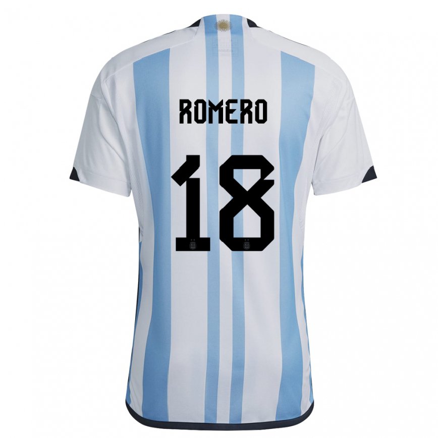 Herren Argentinische Luka Romero #18 Weiß Himmelblau Heimtrikot Trikot 22-24 Luxemburg