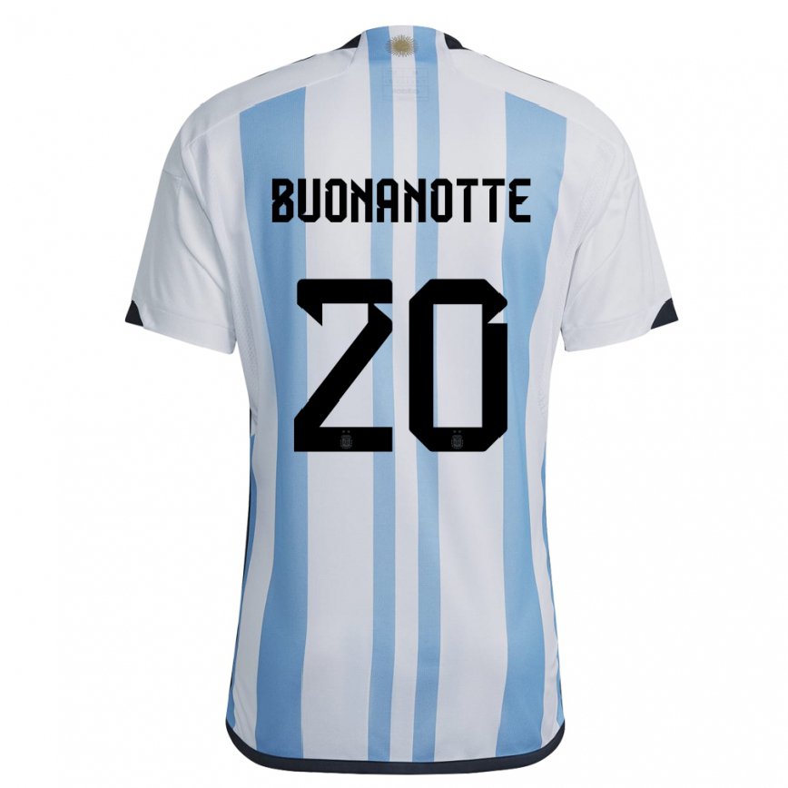 Herren Argentinische Facundo Buonanotte #20 Weiß Himmelblau Heimtrikot Trikot 22-24 Luxemburg