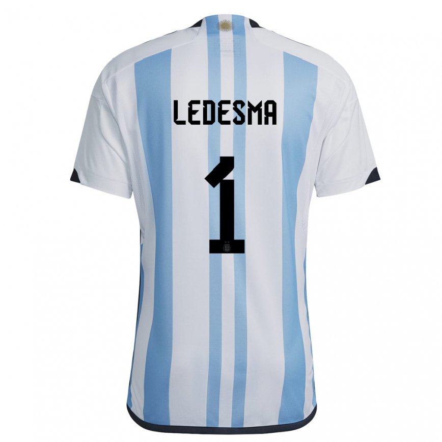 Herren Argentinische Jeremias Ledesma #1 Weiß Himmelblau Heimtrikot Trikot 22-24 Luxemburg