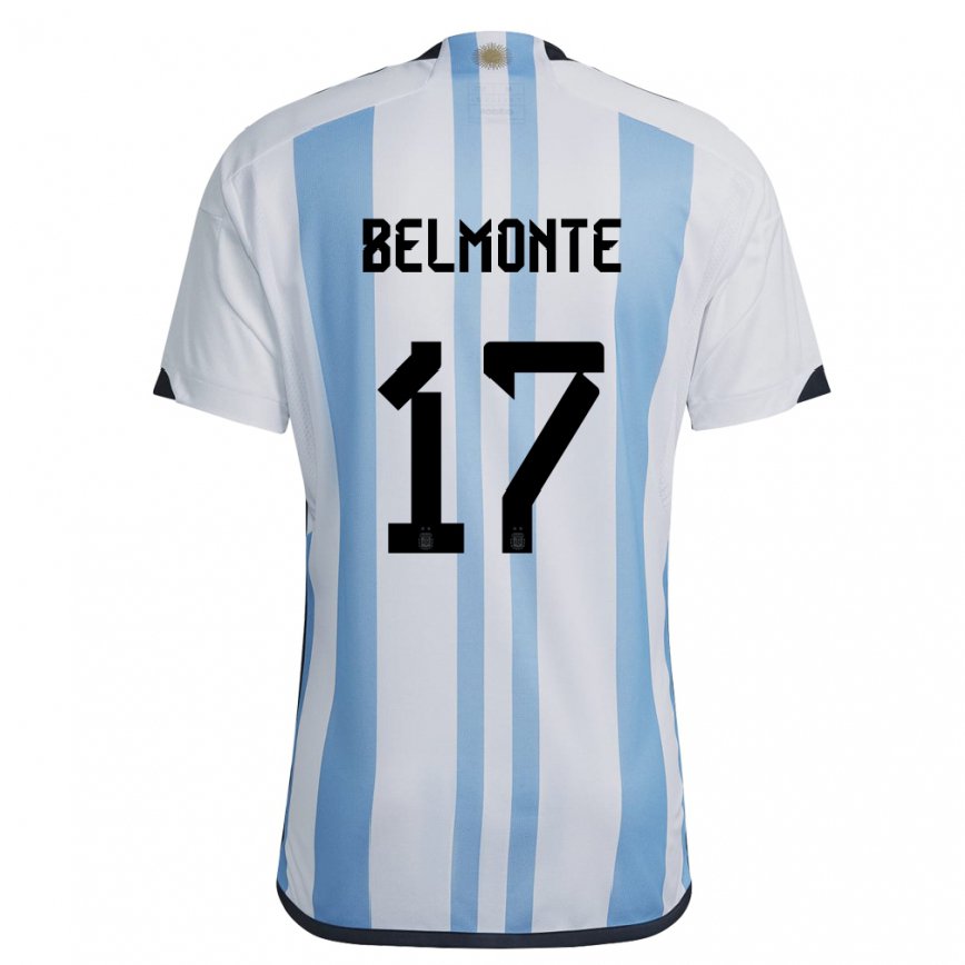 Herren Argentinische Tomas Belmonte #17 Weiß Himmelblau Heimtrikot Trikot 22-24 Luxemburg