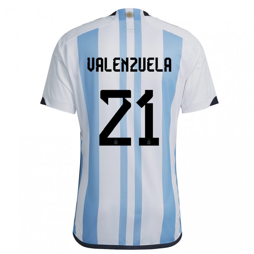 Herren Argentinische Fernando Valenzuela #21 Weiß Himmelblau Heimtrikot Trikot 22-24 Luxemburg