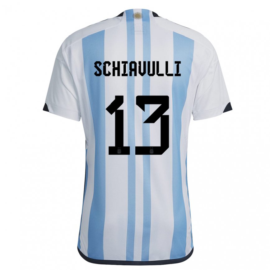 Herren Argentinische Thiago Schiavulli #13 Weiß Himmelblau Heimtrikot Trikot 22-24 Luxemburg