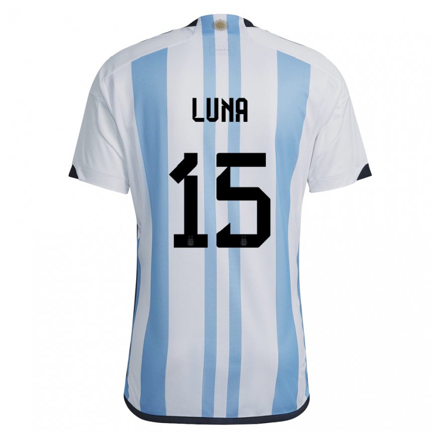 Herren Argentinische Alex Luna #15 Weiß Himmelblau Heimtrikot Trikot 22-24 Luxemburg