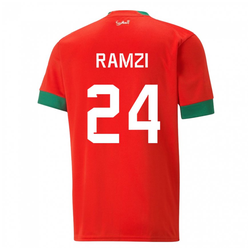 Herren Marokkanische Achraf Ramzi #24 Rot Heimtrikot Trikot 22-24 Luxemburg