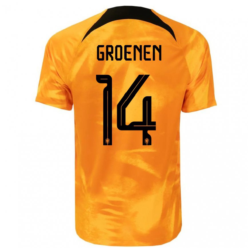 Herren Niederländische Jackie Groenen #14 Laser-orange Heimtrikot Trikot 22-24 Luxemburg