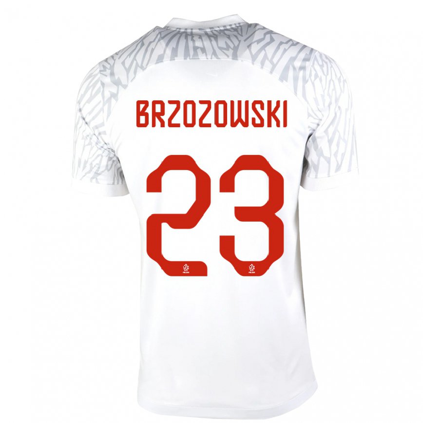 Herren Polnische Milosz Brzozowski #23 Weiß Heimtrikot Trikot 22-24 Luxemburg