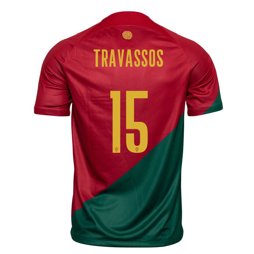 Herren Portugiesische Diogo Travassos #15 Rot Grün Heimtrikot Trikot 22-24 Luxemburg