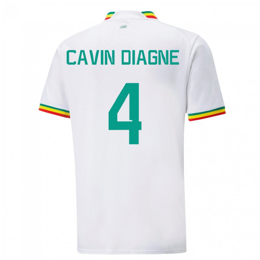 Herren Senegalesische Cavin Diagne #4 Weiß Heimtrikot Trikot 22-24 Luxemburg