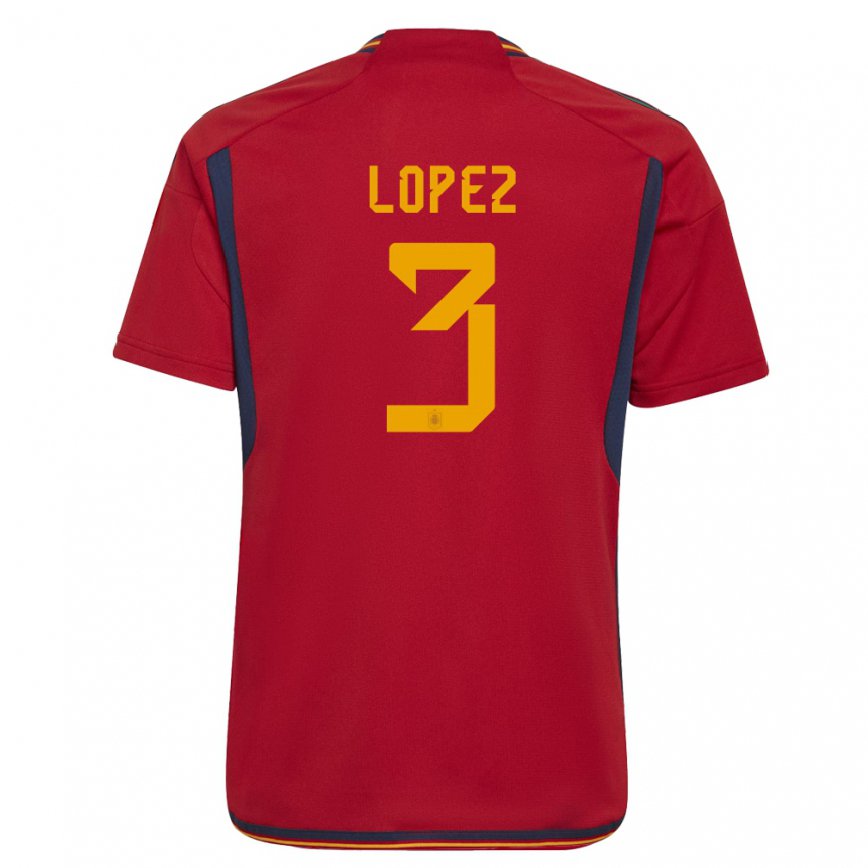 Herren Spanische Juan Lopez #3 Rot Heimtrikot Trikot 22-24 Luxemburg