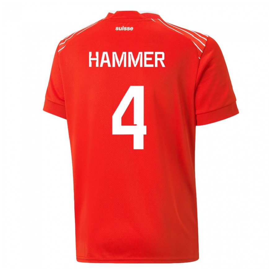 Herren Schweizer Pascal Hammer #4 Rot Heimtrikot Trikot 22-24 Luxemburg