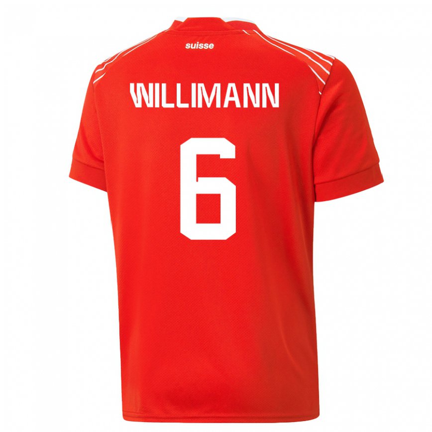 Herren Schweizer Mauricio Willimann #6 Rot Heimtrikot Trikot 22-24 Luxemburg