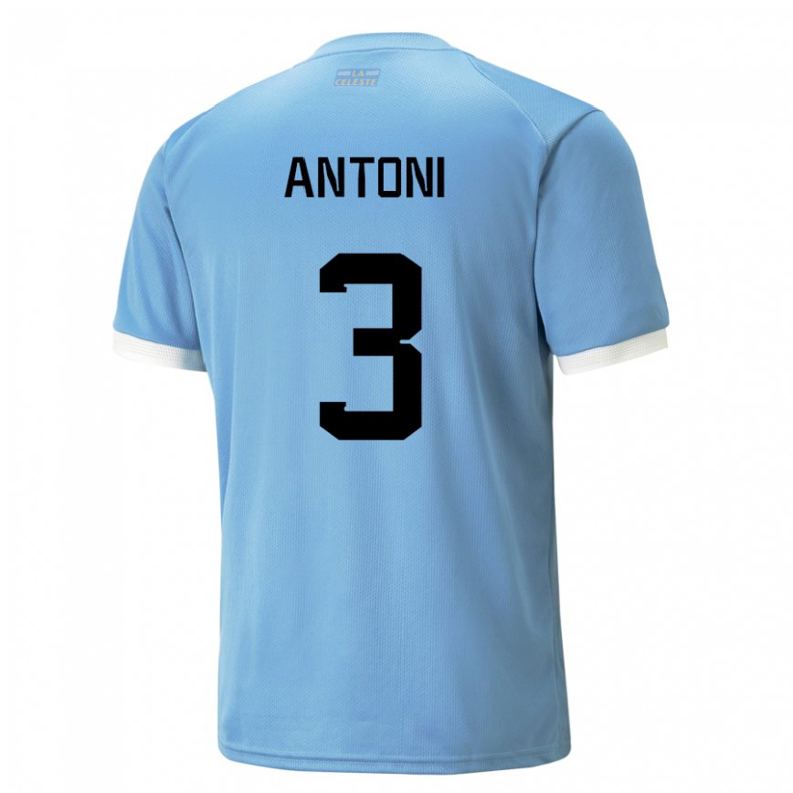 Herren Uruguayische Mateo Antoni #3 Blau Heimtrikot Trikot 22-24 Luxemburg
