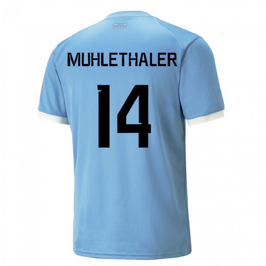 Herren Uruguayische Stiven Muhlethaler #14 Blau Heimtrikot Trikot 22-24 Luxemburg