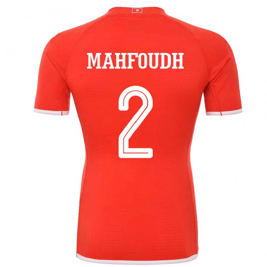 Herren Tunesische Dhikra Mahfoudh #2 Rot Heimtrikot Trikot 22-24 Luxemburg