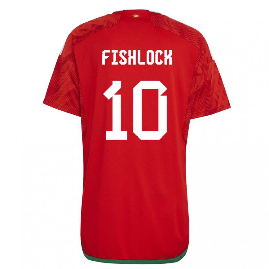 Herren Walisische Jessica Fishlock #10 Rot Heimtrikot Trikot 22-24 Luxemburg