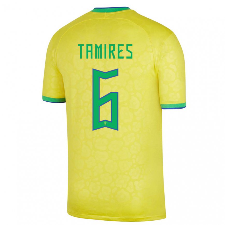Herren Brasilianische Tamires #6 Gelb Heimtrikot Trikot 22-24 Luxemburg