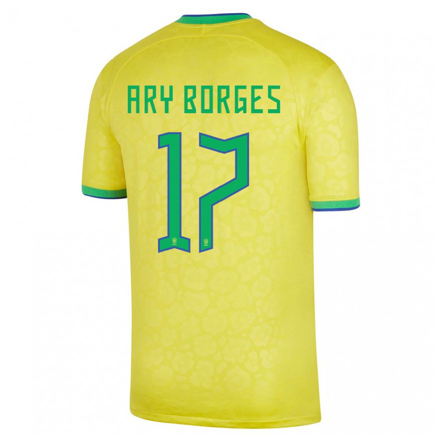 Herren Brasilianische Ary Borges #17 Gelb Heimtrikot Trikot 22-24 Luxemburg