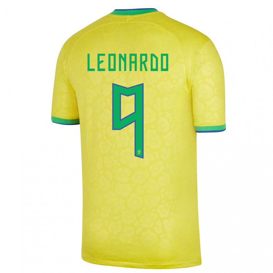 Herren Brasilianische Marcos Leonardo #9 Gelb Heimtrikot Trikot 22-24 Luxemburg