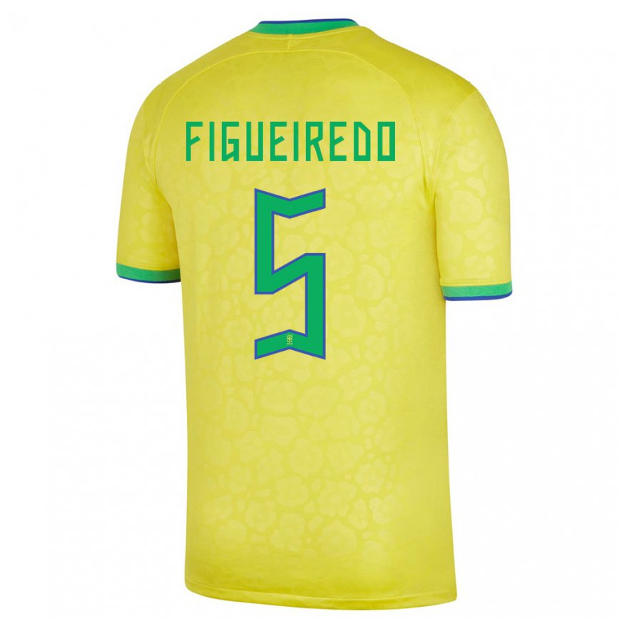 Herren Brasilianische Vitor Figueiredo #5 Gelb Heimtrikot Trikot 22-24 Luxemburg