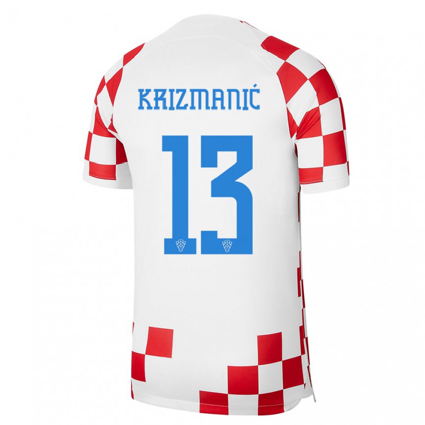 Herren Kroatische Kresimir Krizmanic #13 Rot-weiss Heimtrikot Trikot 22-24 Luxemburg