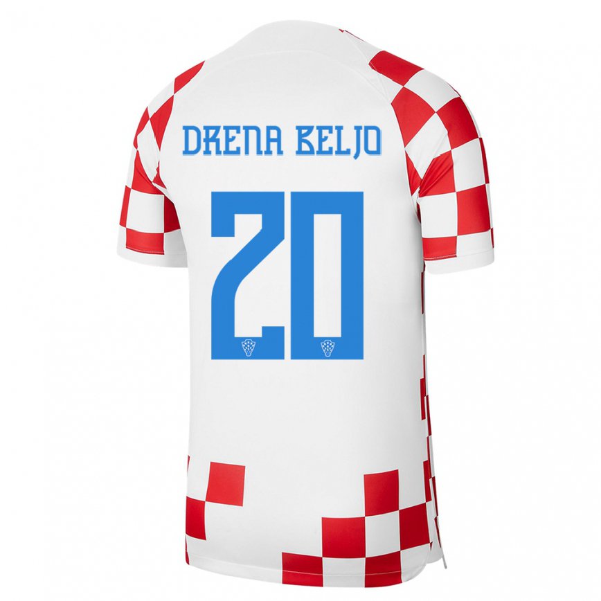 Herren Kroatische Dion Drena Beljo #20 Rot-weiss Heimtrikot Trikot 22-24 Luxemburg