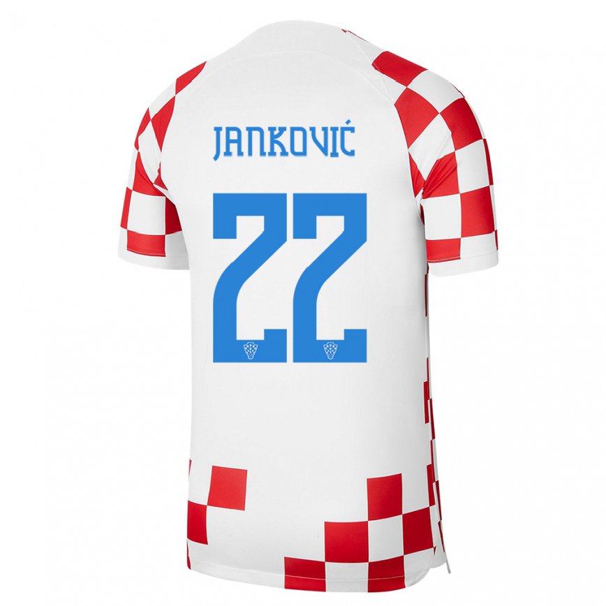 Herren Kroatische Niko Jankovic #22 Rot-weiss Heimtrikot Trikot 22-24 Luxemburg
