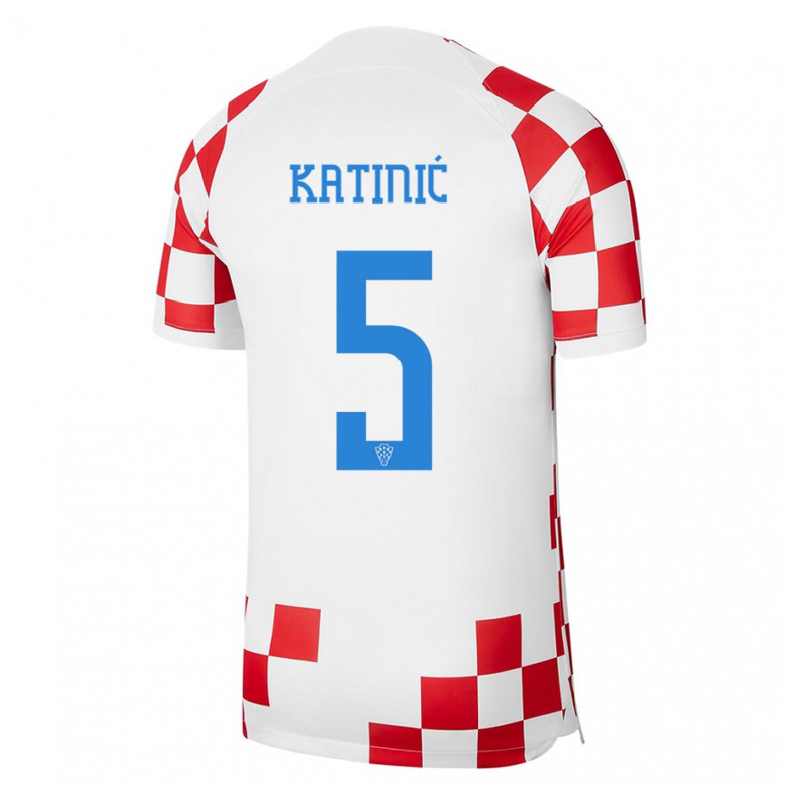 Herren Kroatische Maro Katinic #5 Rot-weiss Heimtrikot Trikot 22-24 Luxemburg