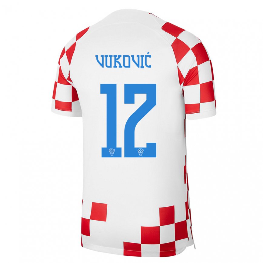 Herren Kroatische Ante Vukovic #12 Rot-weiss Heimtrikot Trikot 22-24 Luxemburg