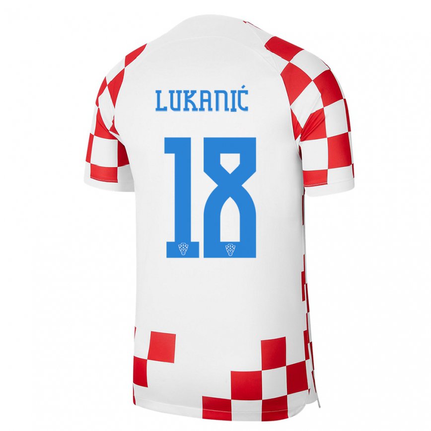 Herren Kroatische Luka Lukanic #18 Rot-weiss Heimtrikot Trikot 22-24 Luxemburg