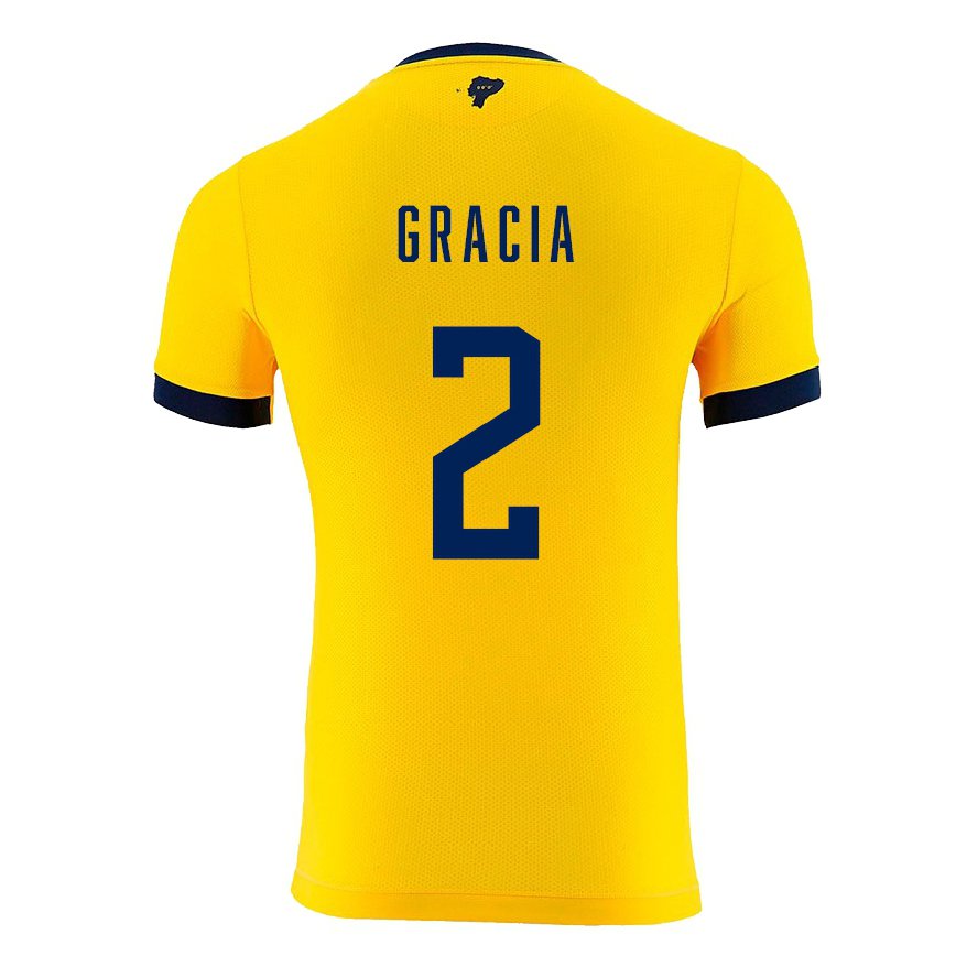 Herren Ecuadorianische Ericka Gracia #2 Gelb Heimtrikot Trikot 22-24 Luxemburg