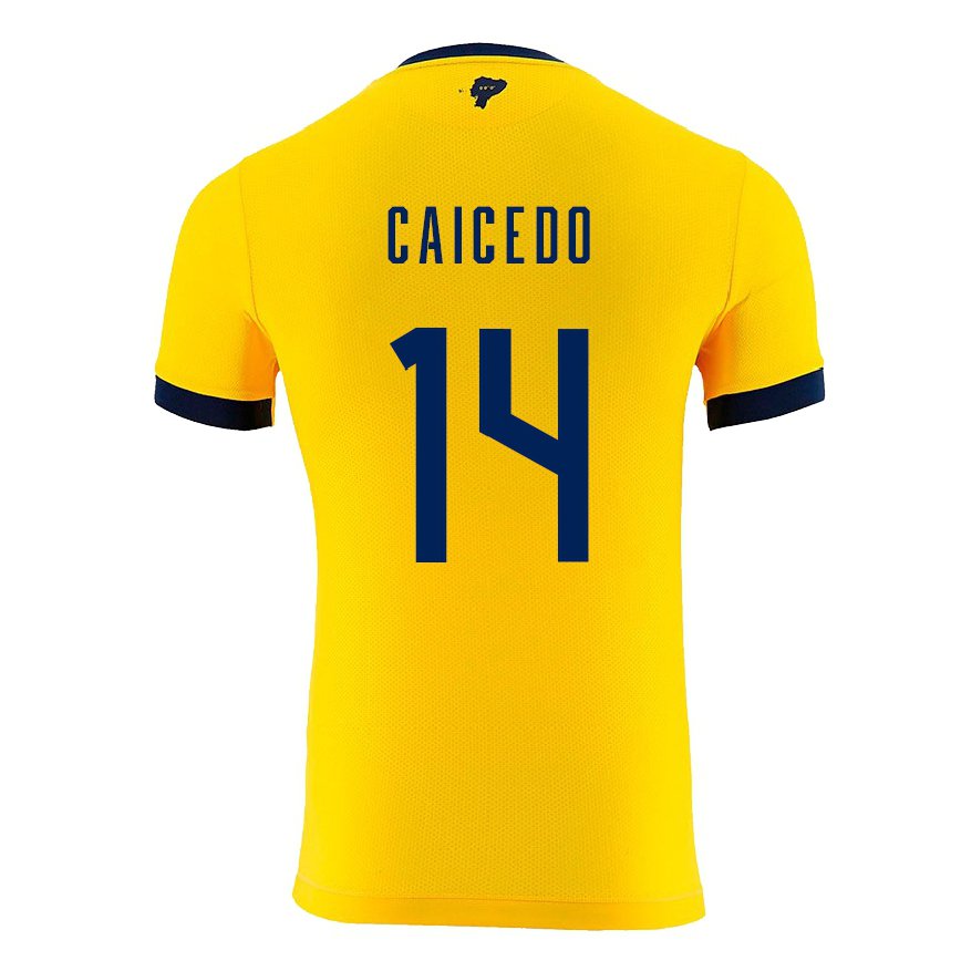 Herren Ecuadorianische Carina Caicedo #14 Gelb Heimtrikot Trikot 22-24 Luxemburg