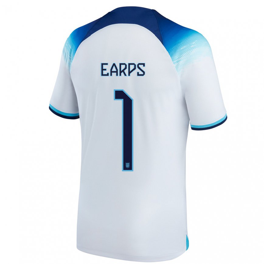 Herren Englische Mary Earps #1 Weiß Blau Heimtrikot Trikot 22-24 Luxemburg