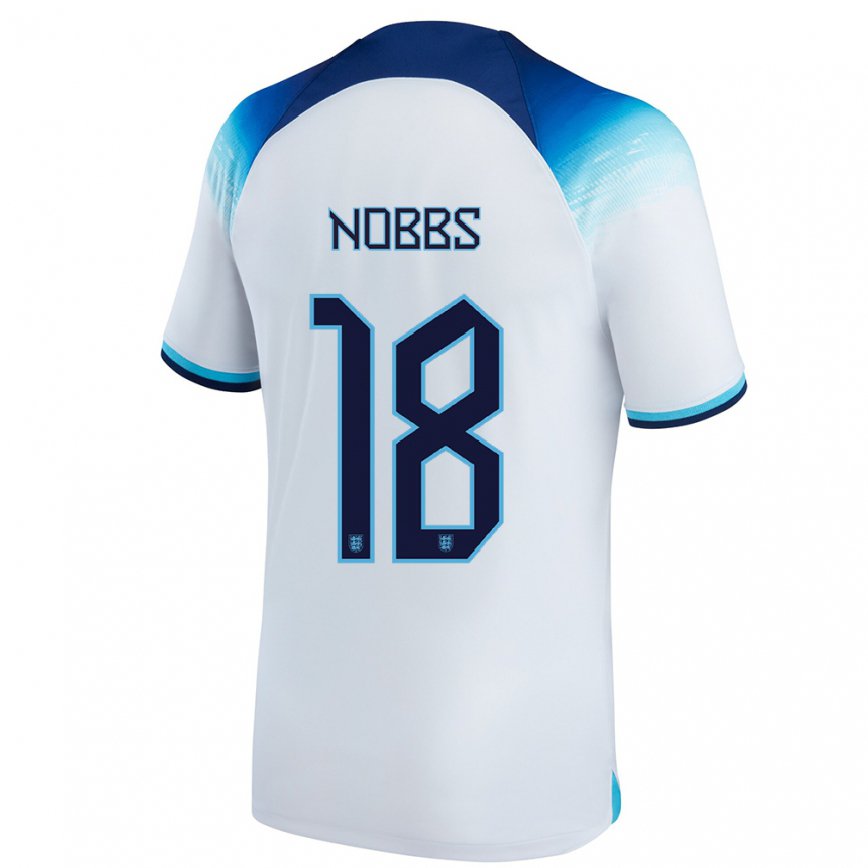 Herren Englische Jordan Nobbs #18 Weiß Blau Heimtrikot Trikot 22-24 Luxemburg