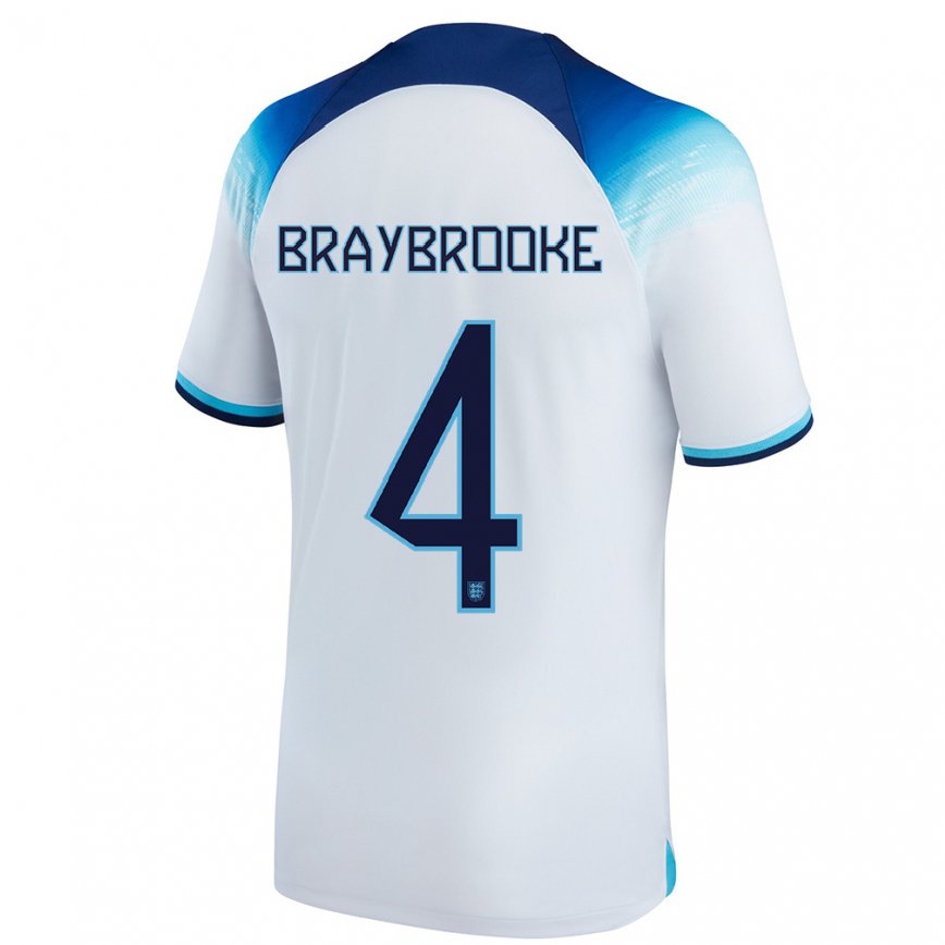 Herren Englische Samuel Braybrooke #4 Weiß Blau Heimtrikot Trikot 22-24 Luxemburg