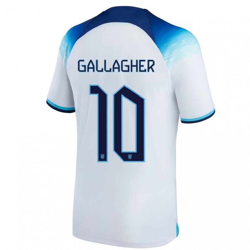 Herren Englische Conor Gallagher #10 Weiß Blau Heimtrikot Trikot 22-24 Luxemburg
