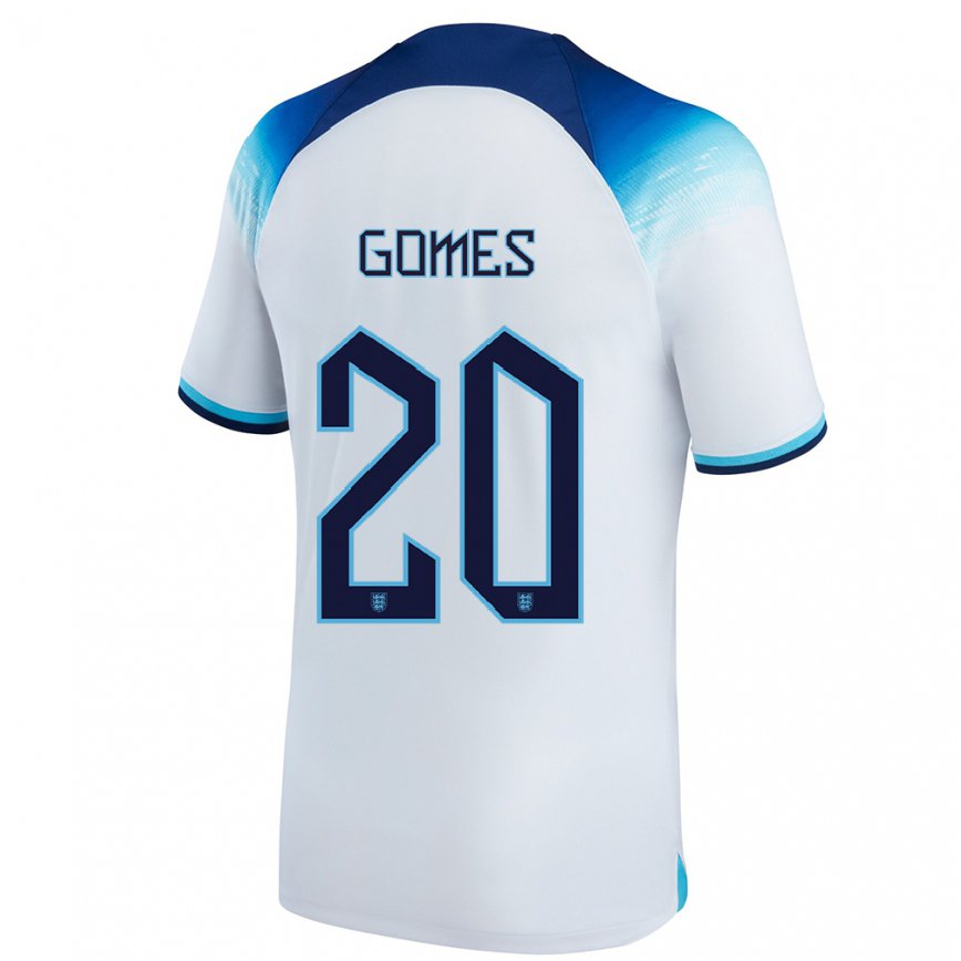 Herren Englische Angel Gomes #20 Weiß Blau Heimtrikot Trikot 22-24 Luxemburg