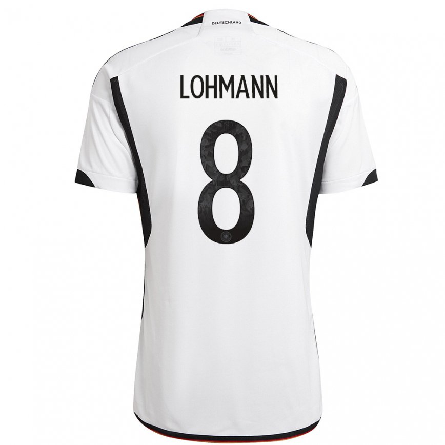Herren Deutsche Sydney Lohmann #8 Weiß Schwarz Heimtrikot Trikot 22-24 Luxemburg