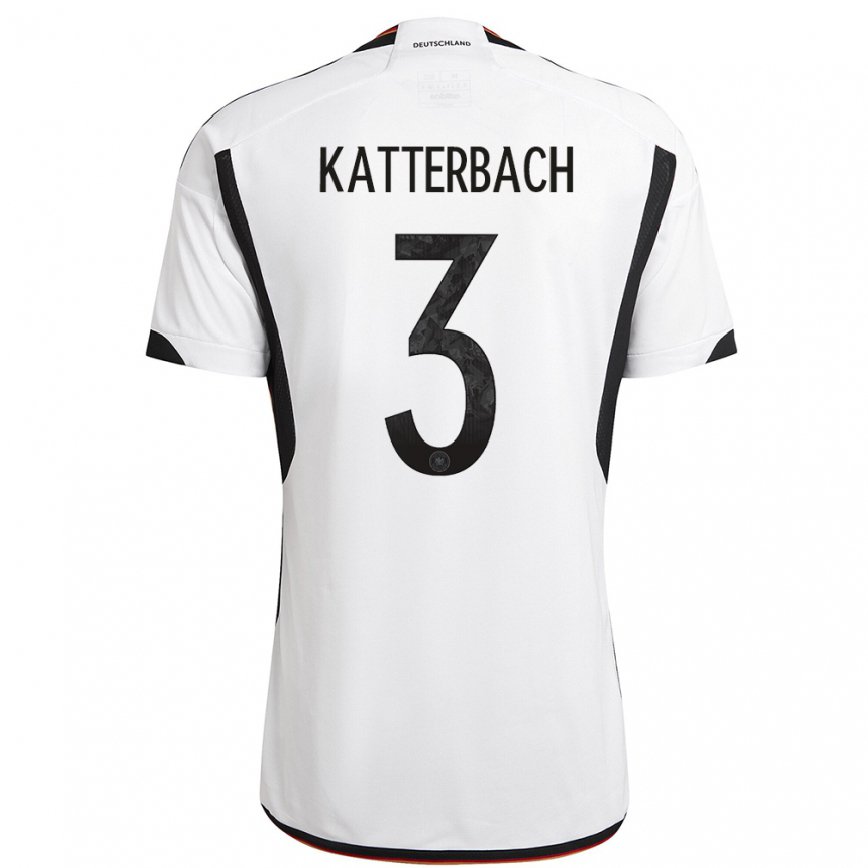 Herren Deutsche Noah Katterbach #3 Weiß Schwarz Heimtrikot Trikot 22-24 Luxemburg