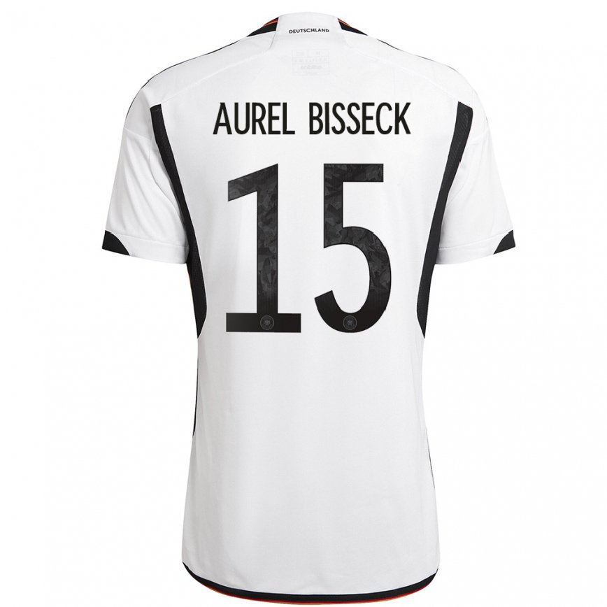 Herren Deutsche Yann Aurel Bisseck #15 Weiß Schwarz Heimtrikot Trikot 22-24 Luxemburg