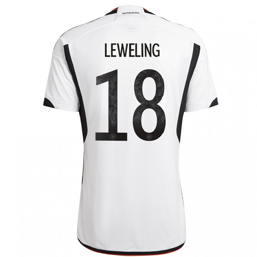 Herren Deutsche Jamie Leweling #18 Weiß Schwarz Heimtrikot Trikot 22-24 Luxemburg